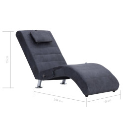 Chaise longue de massage avec oreiller Gris Similicuir daim