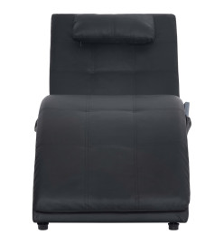 Chaise longue de massage avec oreiller Noir Similicuir