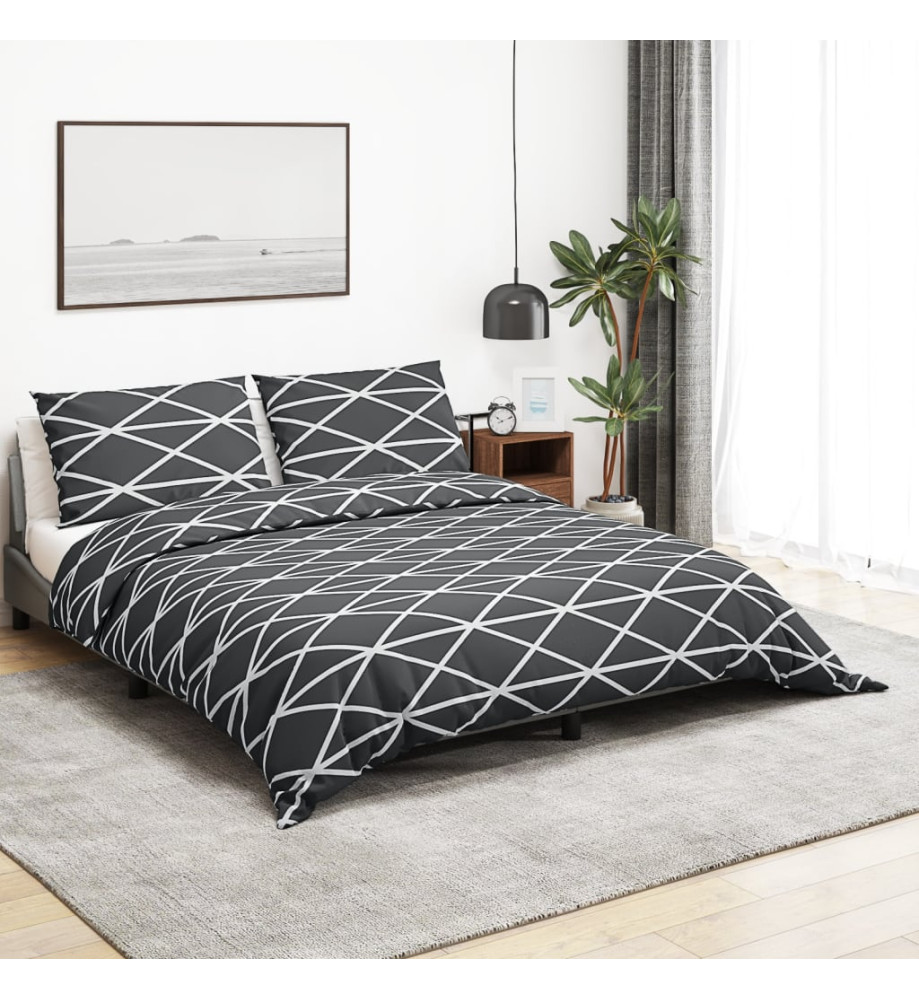 Ensemble de housse de couette Gris 220x240 cm Coton