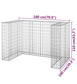 Mur en gabion pour poubelles Acier galvanisé 180x100x110 cm