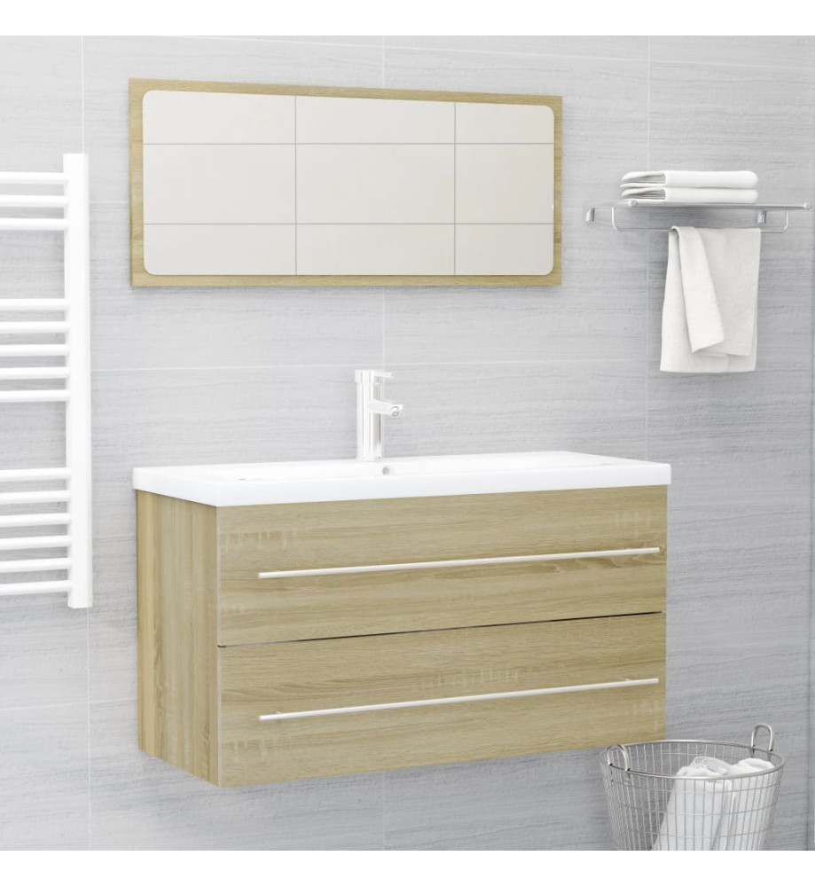 Ensemble de meubles de bain 2 pcs Chêne sonoma Aggloméré