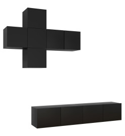 Ensemble de meuble TV 7 pcs Noir Aggloméré