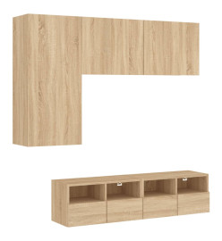 Unités murales TV 4 pcs chêne sonoma bois d'ingénierie