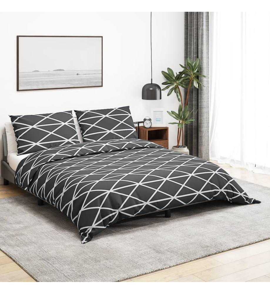 Ensemble de housse de couette Gris 200x200 cm Coton