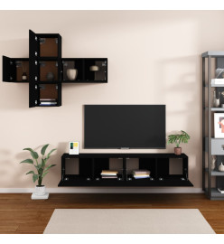 Ensemble de meubles TV 7 pcs Noir Bois d'ingénierie