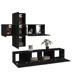 Ensemble de meubles TV 7 pcs Noir Bois d'ingénierie