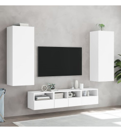 Unités murales TV 5 pcs blanc bois d'ingénierie