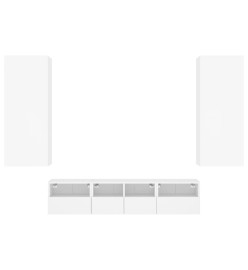 Unités murales TV 5 pcs blanc bois d'ingénierie