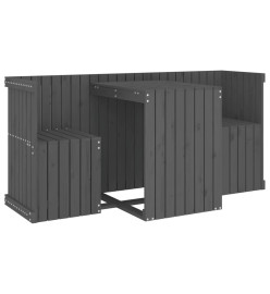 Set de balcon 2 places gris bois de pin massif
