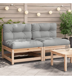 Canapés de jardin sans accoudoirs coussins 2pcs bois massif pin