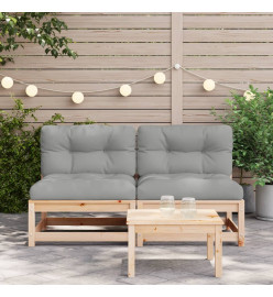 Canapés de jardin sans accoudoirs coussins 2pcs bois massif pin