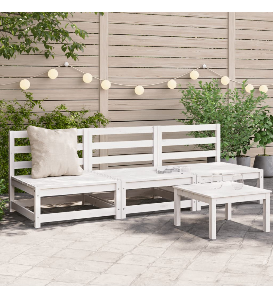 Canapés de jardin sans accoudoirs 3 pcs blanc bois pin massif Canapés de jardin sans accoudoirs 3 pcs blanc bois pin massif