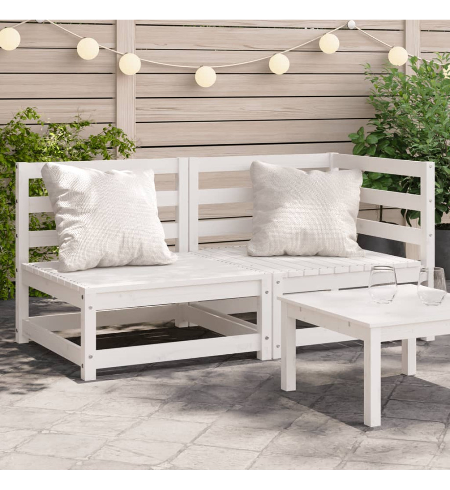 Canapé de jardin 2 places blanc bois de pin massif Canapé de jardin 2 places blanc bois de pin massif