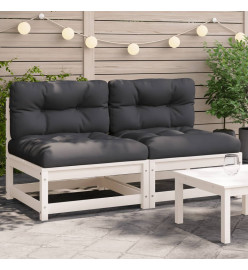 Canapés de jardin sans accoudoirs coussins 2pcs bois massif pin