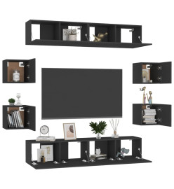 Ensemble de meubles TV 8 pcs Noir Aggloméré