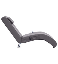 Chaise longue de massage avec oreiller gris similicuir