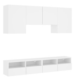 Unités murales TV 5 pcs blanc bois d'ingénierie