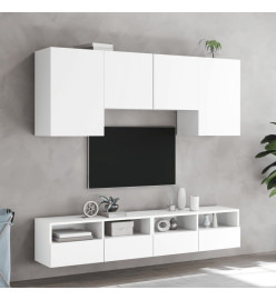 Unités murales TV 5 pcs blanc bois d'ingénierie