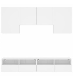 Unités murales TV 5 pcs blanc bois d'ingénierie