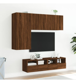 Unités murales TV 5 pcs chêne marron bois d'ingénierie