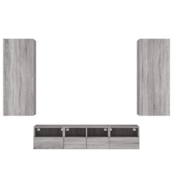 Unités murales TV 5 pcs sonoma gris bois d'ingénierie