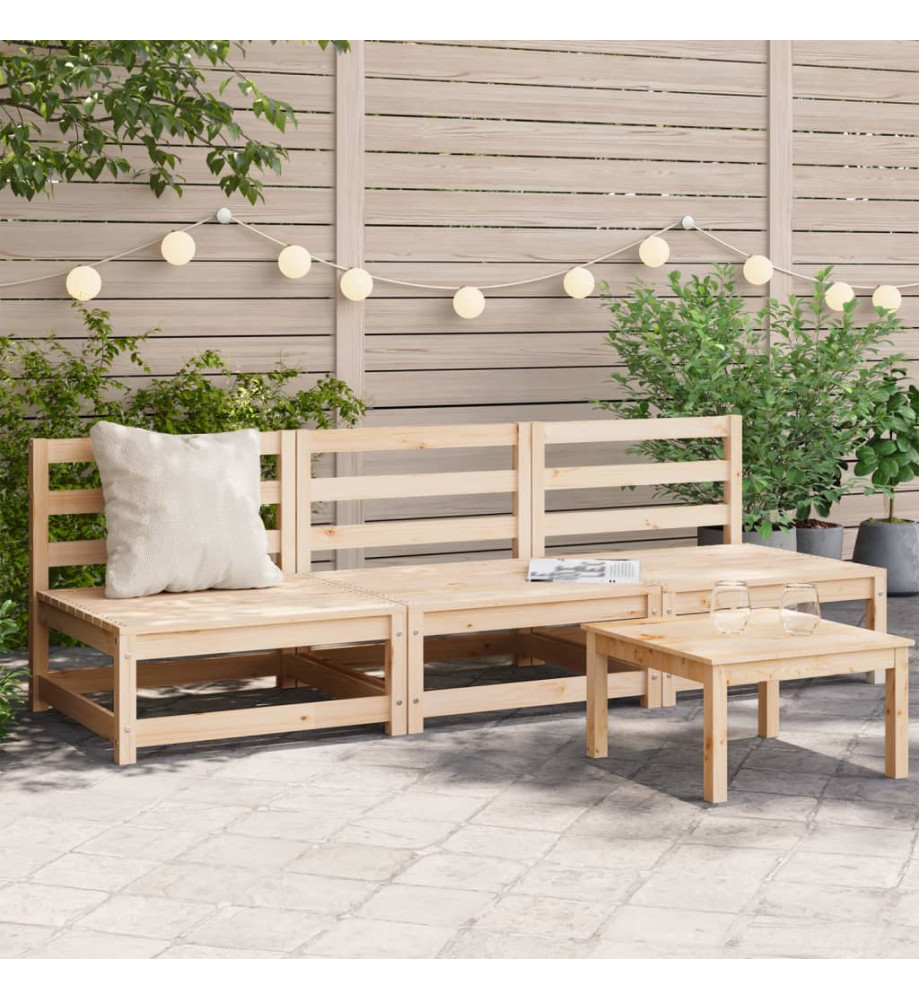 Canapés de jardin sans accoudoirs 3 pcs bois de pin massif Canapés de jardin sans accoudoirs 3 pcs bois de pin massif