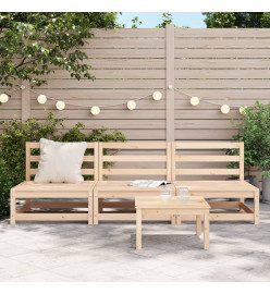 Canapés de jardin sans accoudoirs 3 pcs bois de pin massif