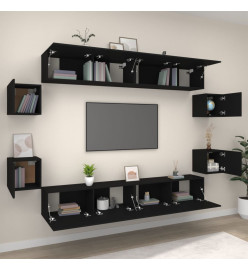 Ensemble de meubles TV 8 pcs Noir Bois d'ingénierie