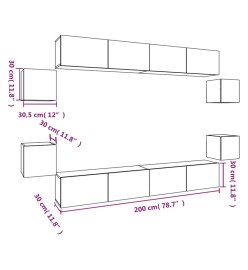 Ensemble de meubles TV 8 pcs Noir Bois d'ingénierie