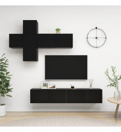 Ensemble de meuble TV 7 pcs Noir Aggloméré