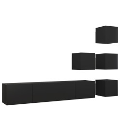 Ensemble de meuble TV 6 pcs Noir Aggloméré