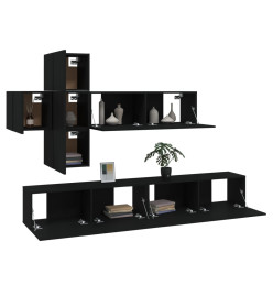 Ensemble de meubles TV 7 pcs Noir Bois d'ingénierie