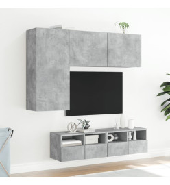 Unités murales TV 4 pcs gris béton bois d'ingénierie