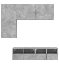 Unités murales TV 4 pcs gris béton bois d'ingénierie