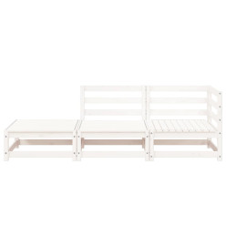 Canapé de jardin repose-pieds 2 places blanc bois massif de pin
