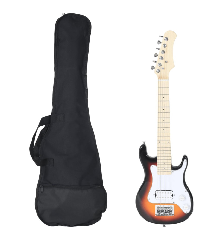 Guitare électrique pour enfants et sac marron et blanc 3/4 30"