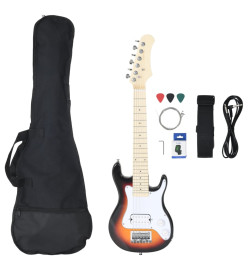 Guitare électrique pour enfants et sac marron et blanc 3/4 30"