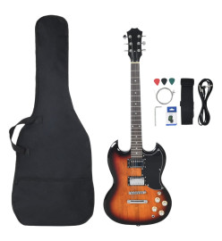 Guitare électrique pour débutants et sac marron et noir 4/4 39"