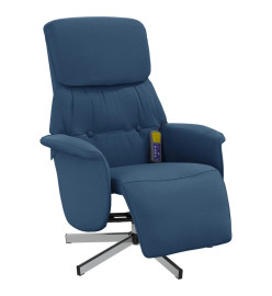 Fauteuil inclinable de massage avec repose-pieds bleu tissu