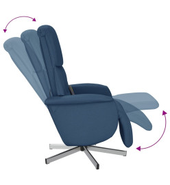 Fauteuil inclinable de massage avec repose-pieds bleu tissu