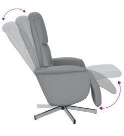 Fauteuil inclinable avec repose-pieds gris clair tissu