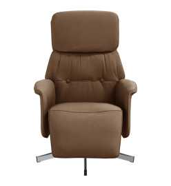 Fauteuil inclinable avec repose-pieds marron tissu