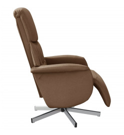 Fauteuil inclinable avec repose-pieds marron tissu