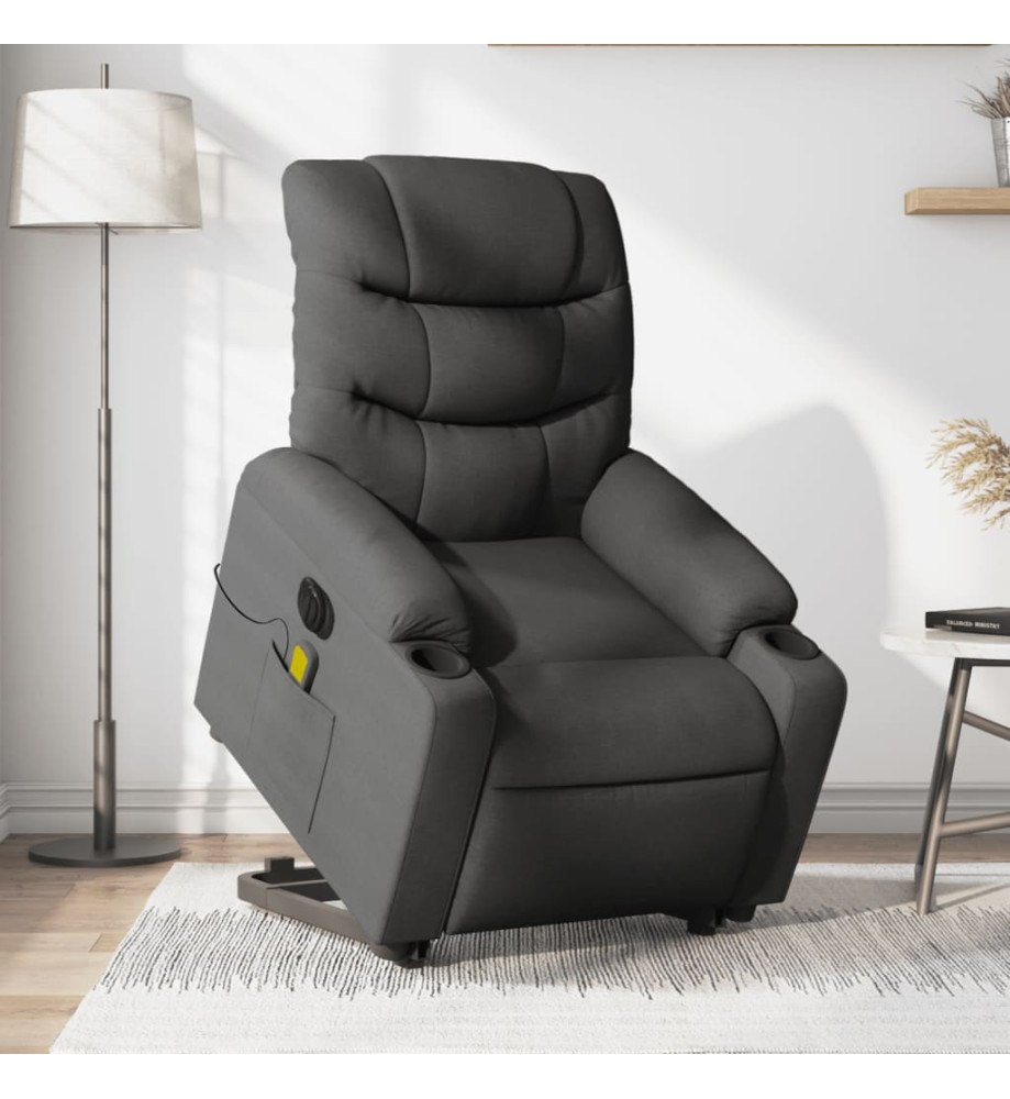 Fauteuil inclinable de massage électrique Gris foncé Tissu