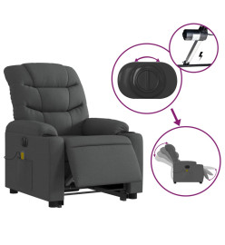 Fauteuil inclinable de massage électrique Gris foncé Tissu