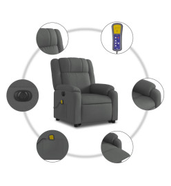 Fauteuil inclinable de massage électrique Gris foncé Tissu