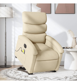 Fauteuil inclinable de massage électrique Crème Tissu