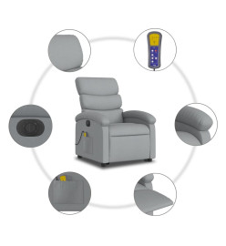 Fauteuil inclinable de massage électrique Gris clair Tissu