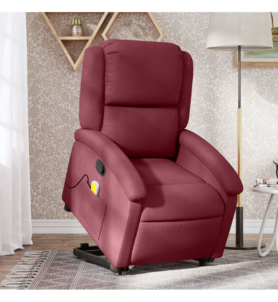 Fauteuil inclinable de massage Rouge bordeaux Tissu