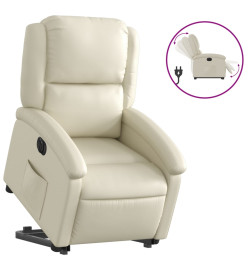 Fauteuil inclinable électrique crème similicuir